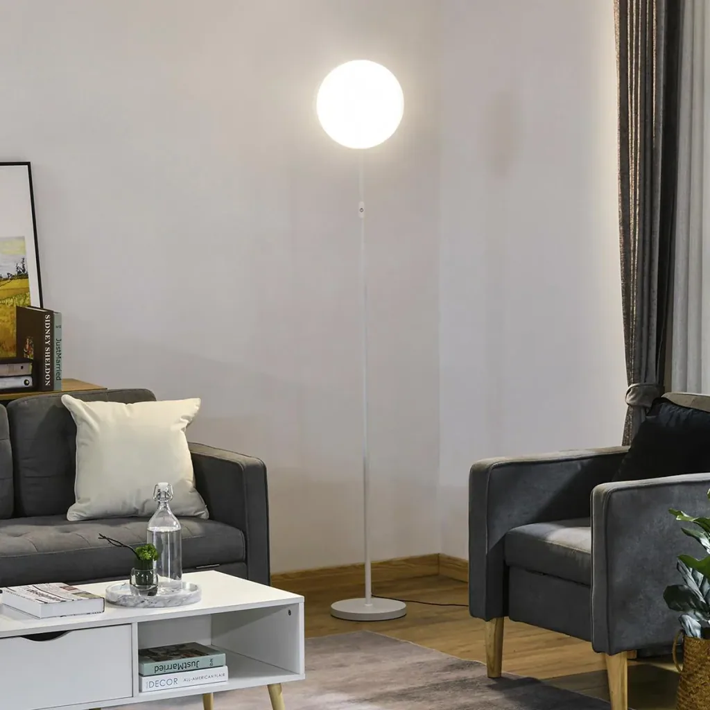 Floor lamp with LED adjustable by 90 degrees, removable light pole lamp, metal, acrylic, white, Ø28 x 171.5 cm