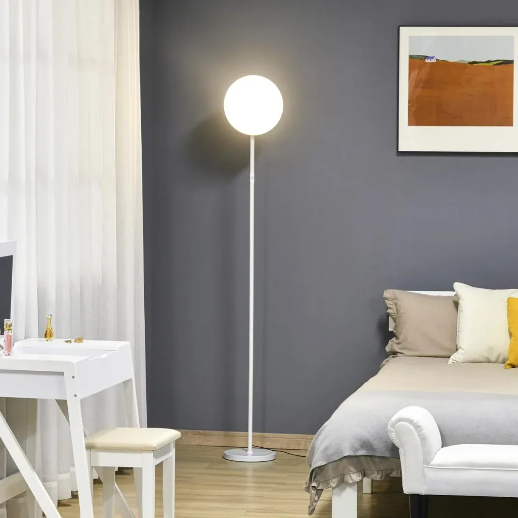 Floor lamp with LED adjustable by 90 degrees, removable light pole lamp, metal, acrylic, white, Ø28 x 171.5 cm