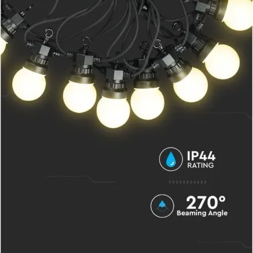 VT-70510 String Lights - Waterproof - 10 LED Bulbs - 3000K - 5M