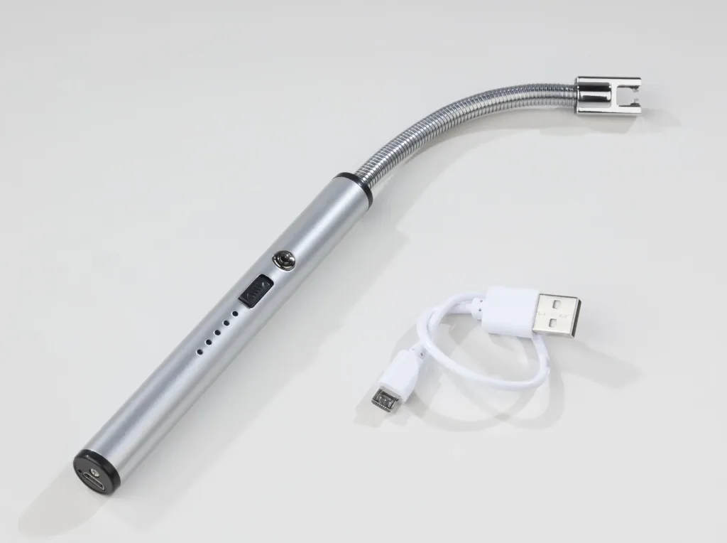 Arc lighter “Future Tech”, stick lighter, silver-colored