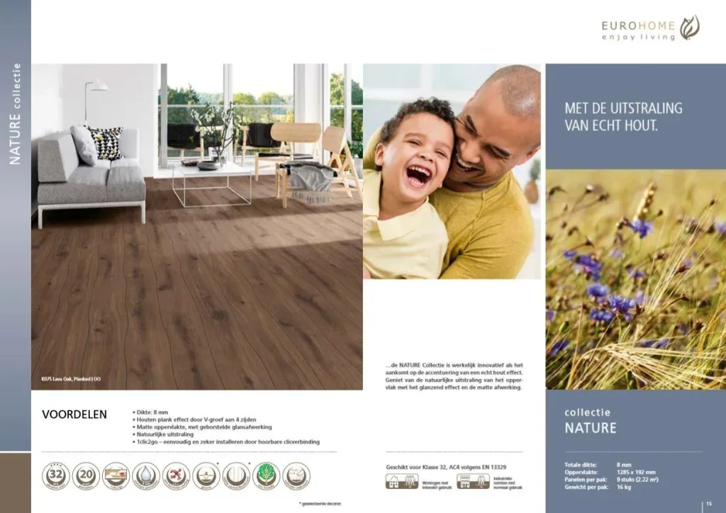 Nature laminate flooring Aspen Oak 8 mm 2.22 m²