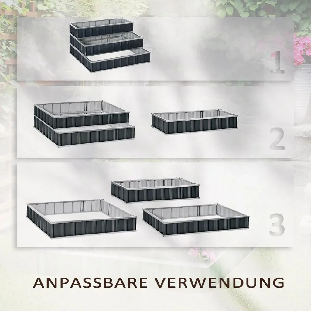 Raised bed made of steel 3-tiered garden bed with T-shaped plant labels Gloves Plant bed Herb bed Flower stairs for