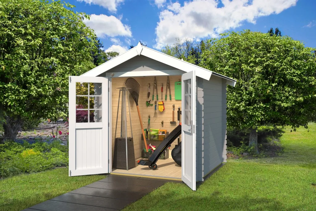 Garden shed 209 Gr.1, 253 x 234 x 244 cm light grey with double door