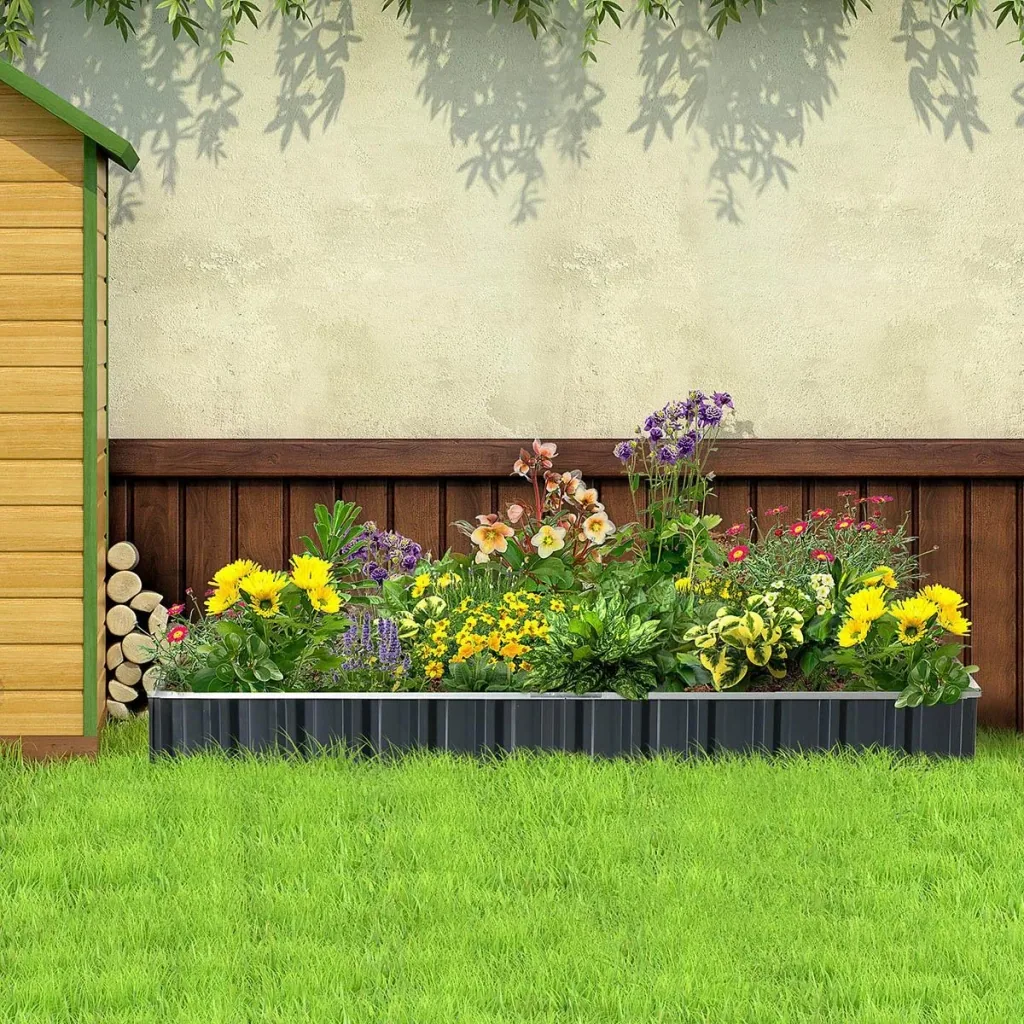 Raised bed made of steel DIY garden bed with T-shaped plant labels gloves plant bed herb bed flower stairs for balcony