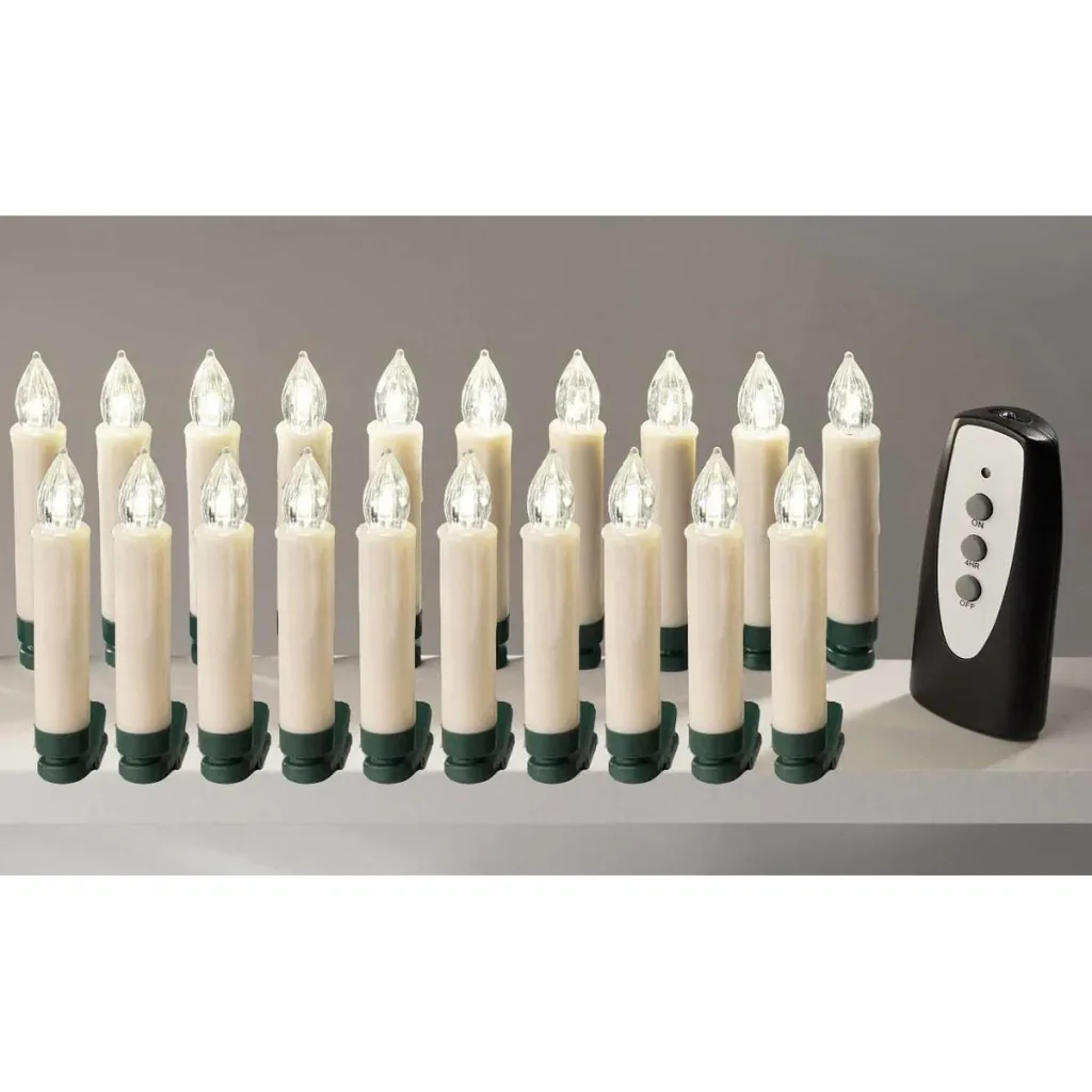 Wireless LED Christmas tree candles Christmas lights warm white 20 pieces with tree clamps