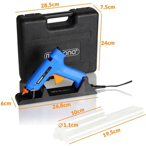 Cordless hot glue gun with charging station and system case