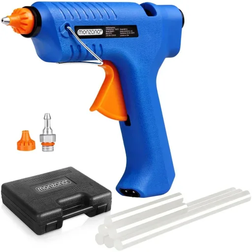 Cordless hot glue gun with charging station and system case