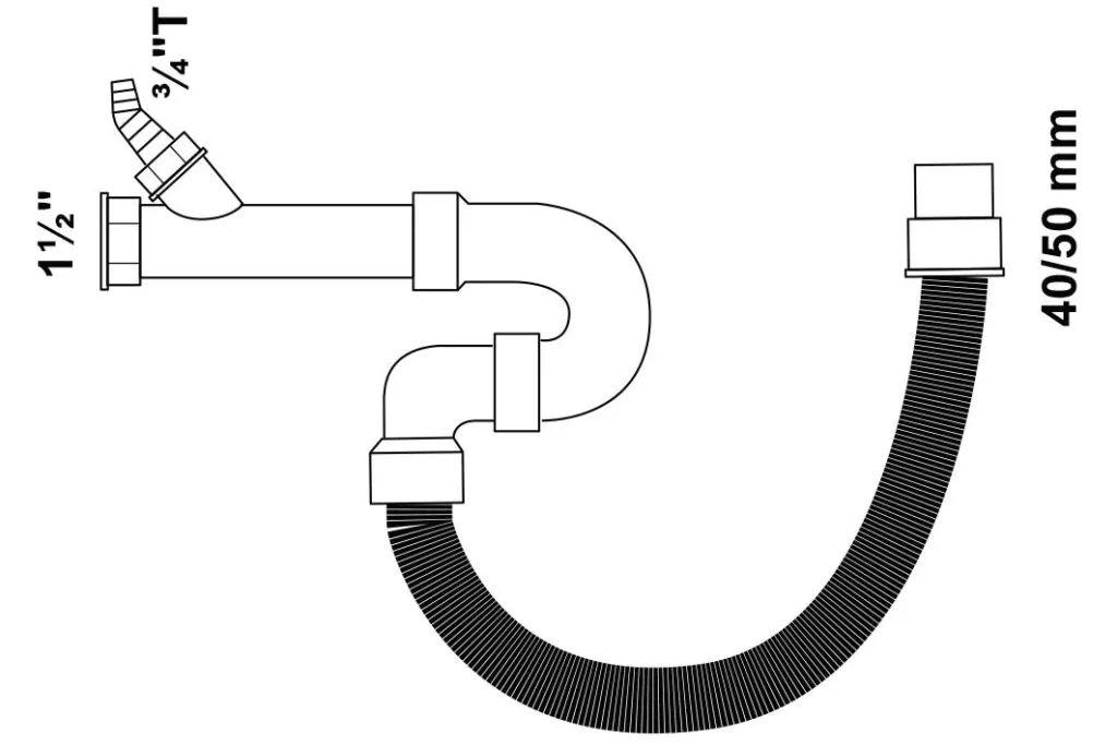 Flex sink tubular siphon, 1 1/2" with 3/4" appliance connection