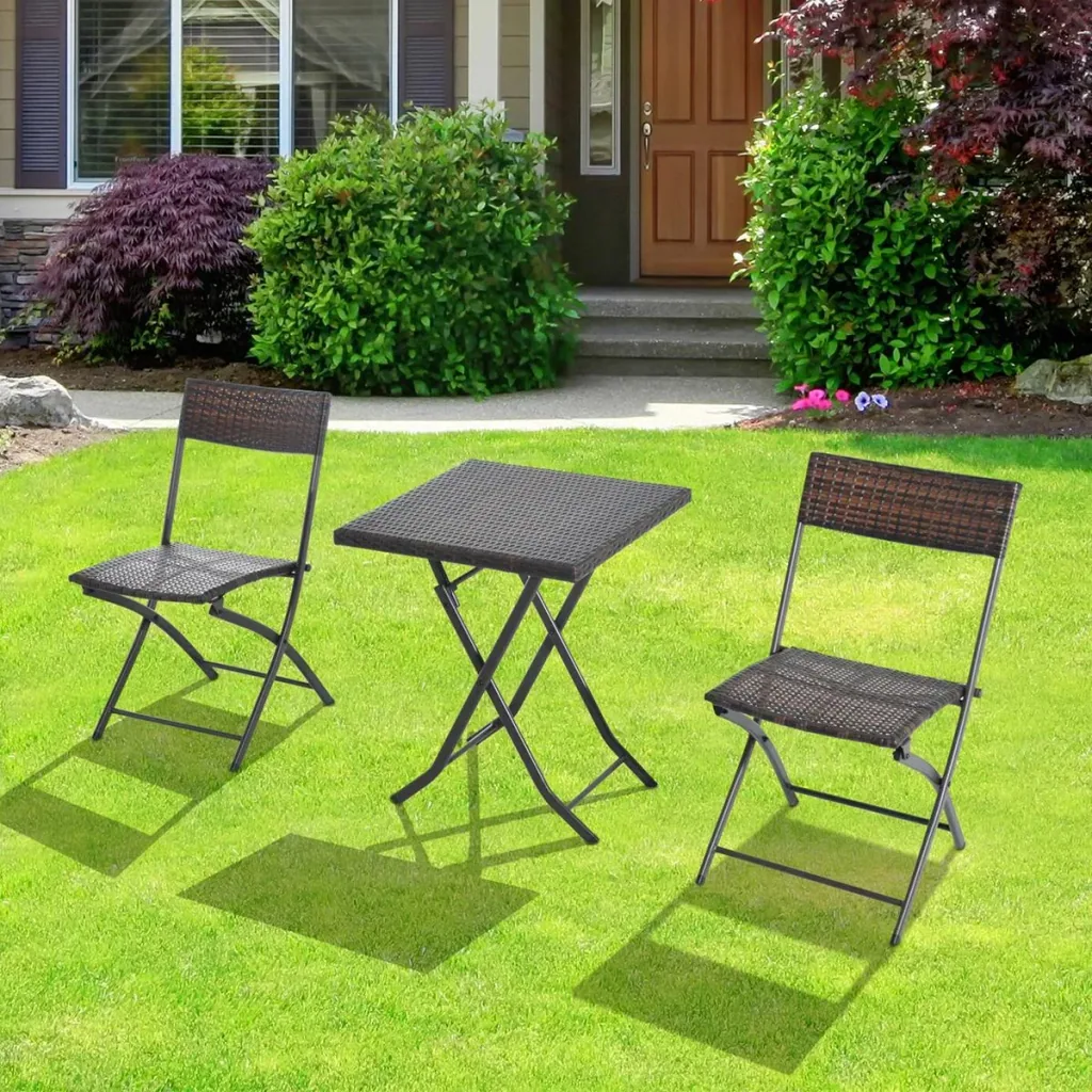 Balcony furniture as a 3-piece set coffee brown