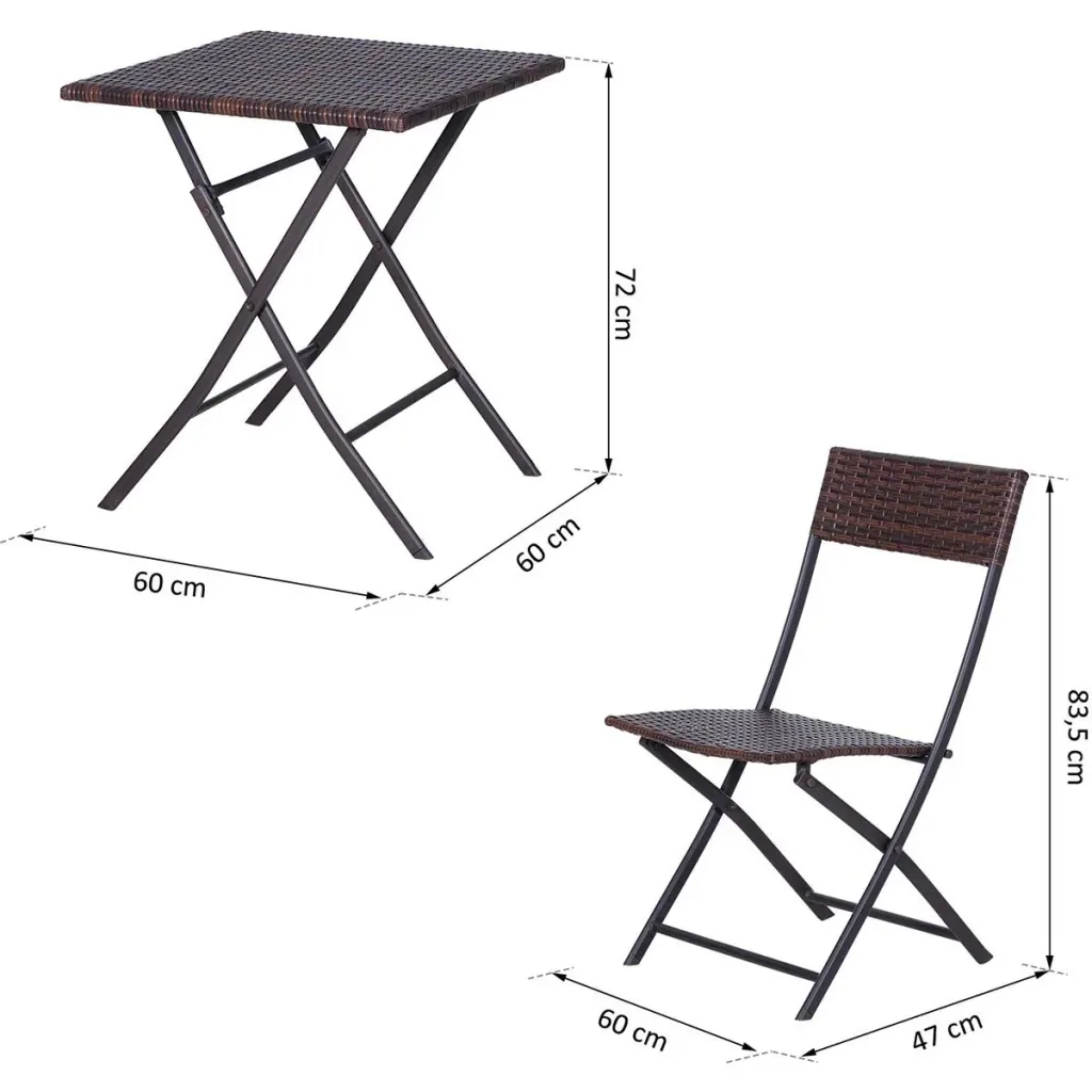 Balcony furniture as a 3-piece set coffee brown