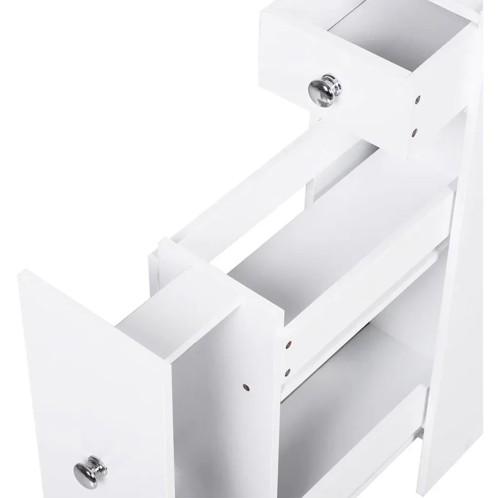 narrow white drawer cabinet