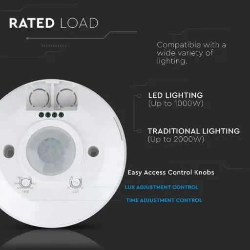 VT-8027 Motion detector with twilight switch - ceiling - white