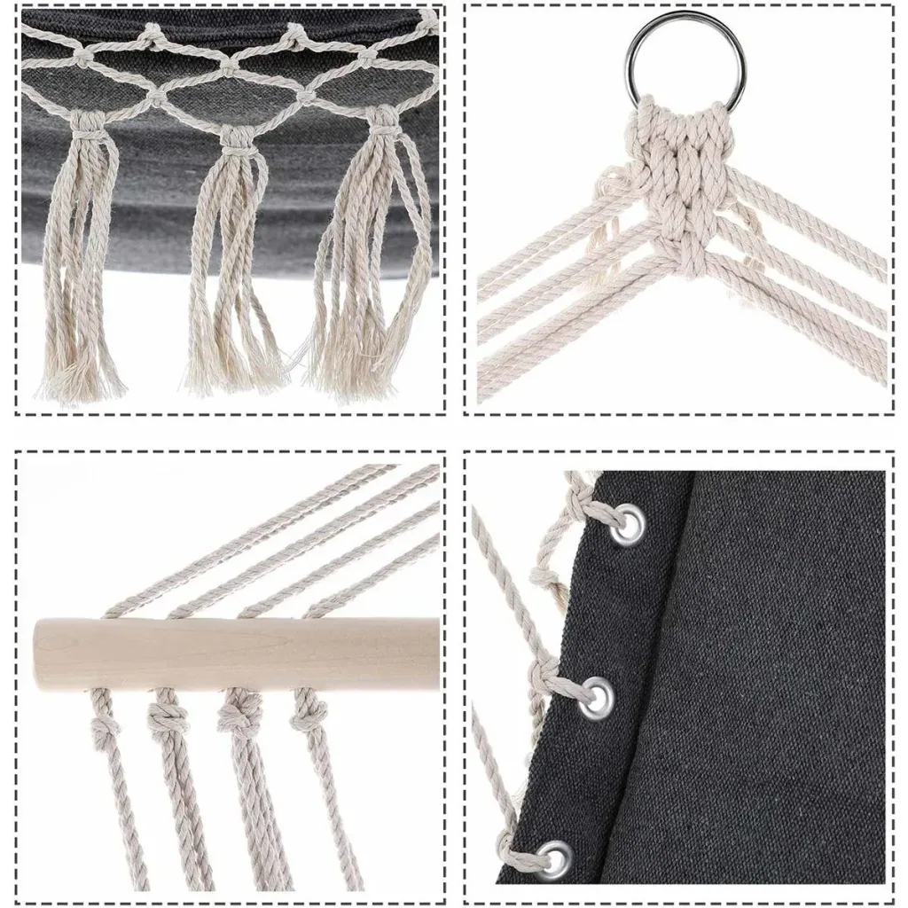 Hanging chair grey 55x100cm with fringes