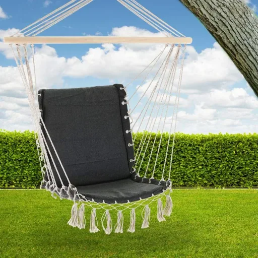Hanging chair grey 55x100cm with fringes