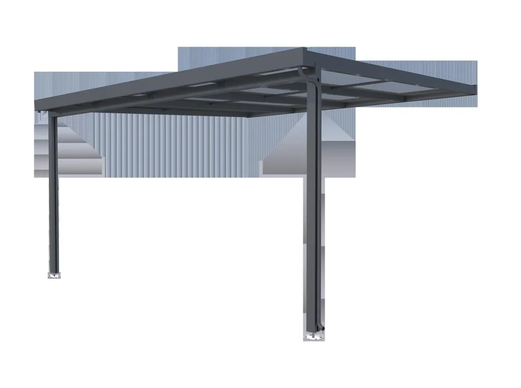 Patio roof Premium, anthracite, 4102 x 4060 mm - Polycarbonate multi-wall sheets 16 mm, clear