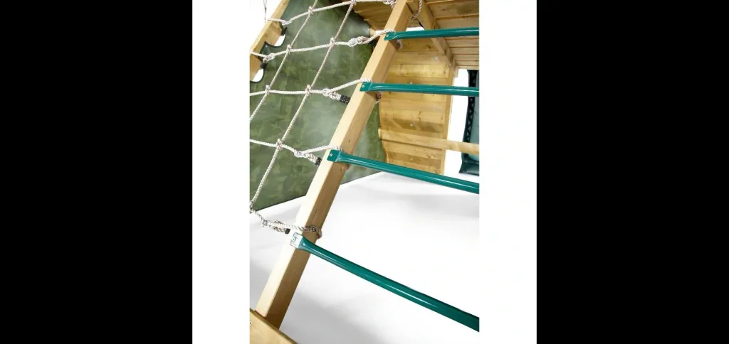 Wooden climbing pyramid, outdoor climbing pyramid for children made of wood, climbing wall, climbing net, slide, natural