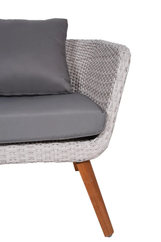 ARONA seating group, 4-piece, aluminum / acacia FSC 100% / plastic mesh, gray