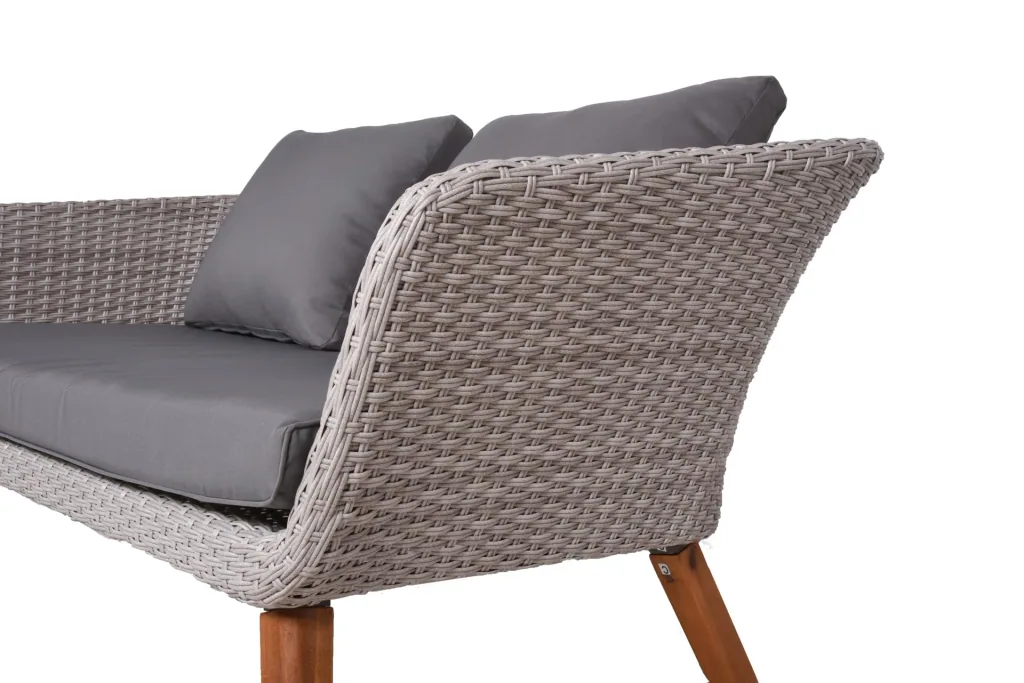 ARONA seating group, 4-piece, aluminum / acacia FSC 100% / plastic mesh, gray