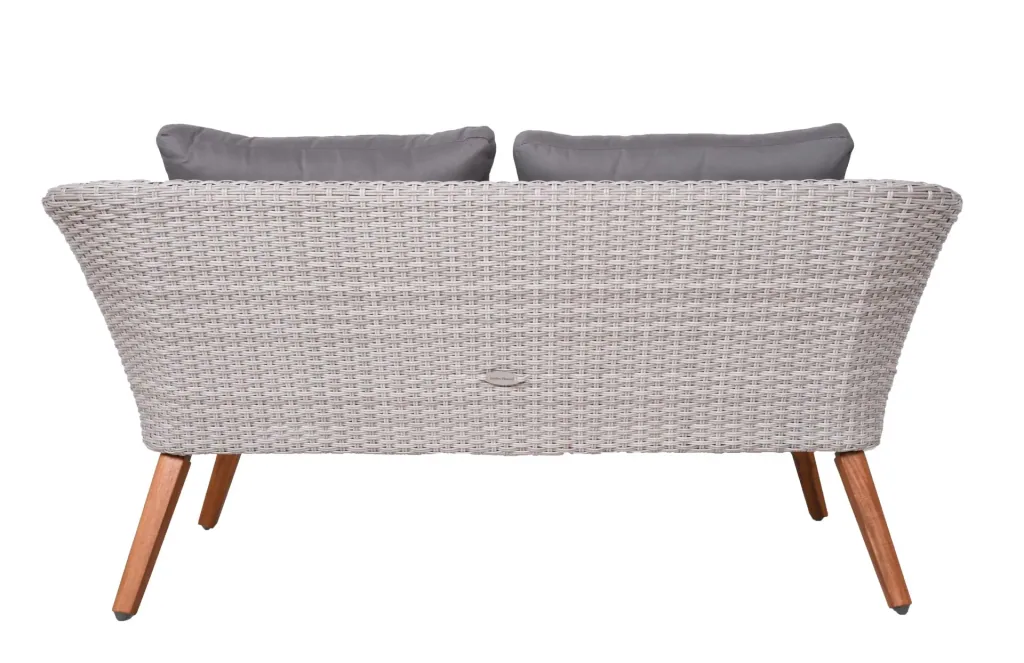 ARONA seating group, 4-piece, aluminum / acacia FSC 100% / plastic mesh, gray