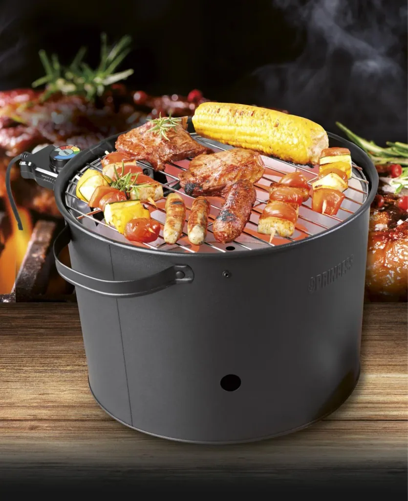 2-in-1 hybrid electric and charcoal grill, 1400 watts