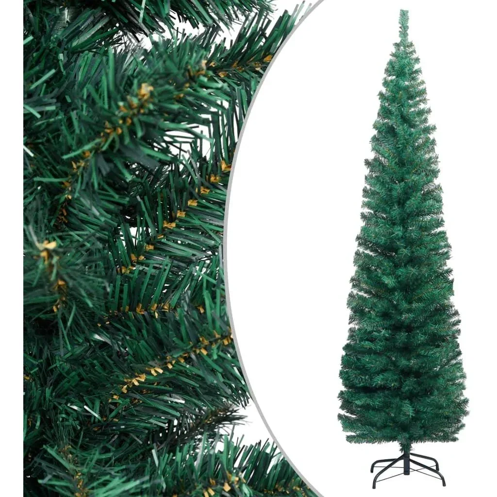 Christmas tree with stand narrow 240 cm PVC green
