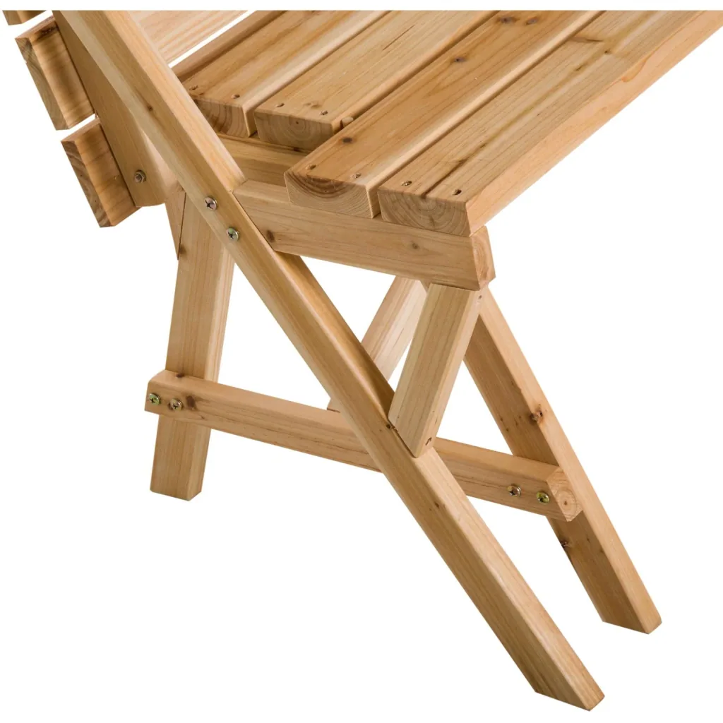 Beer tent set 2-in-1 foldable seating group garden set 1 x table 2 x bench fir wood natural 138 x 130 x 73 cm