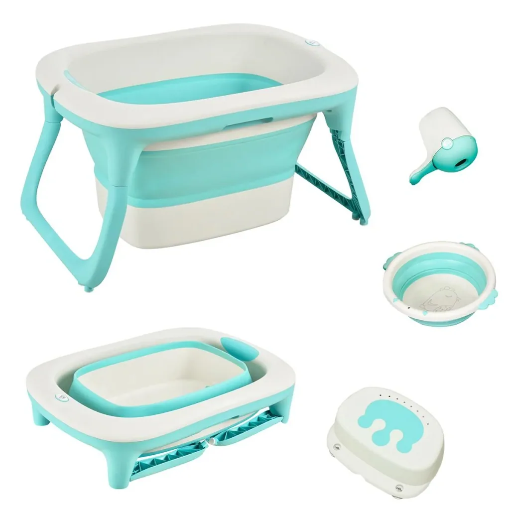 Baby bathtub with sink and shampoo cup