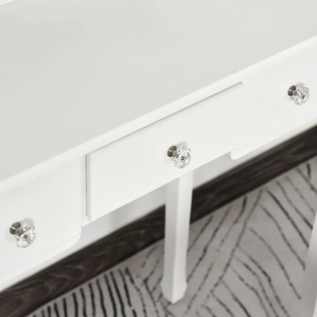 Dressing table with mirror and 5 drawers, white