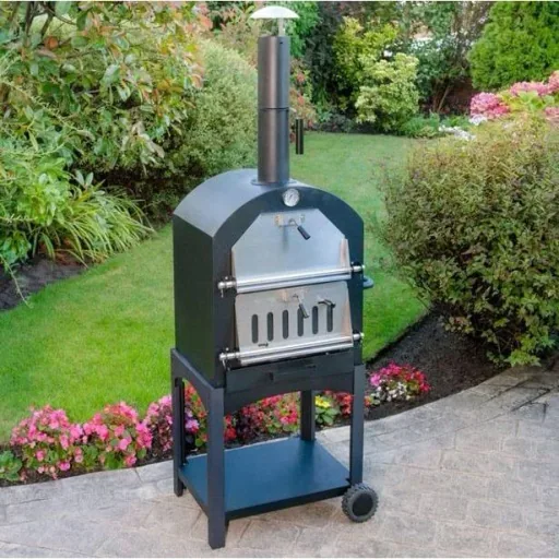 Vargan charcoal grill - pizza oven - smoker - 3-in-1 - grill area 34 x 24 cm - with thermometer