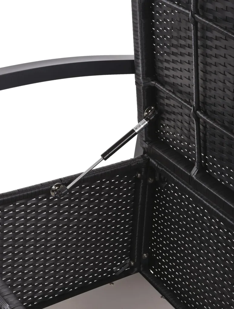 Park bench FERRARA, with storage compartment, aluminum/plastic mesh, black