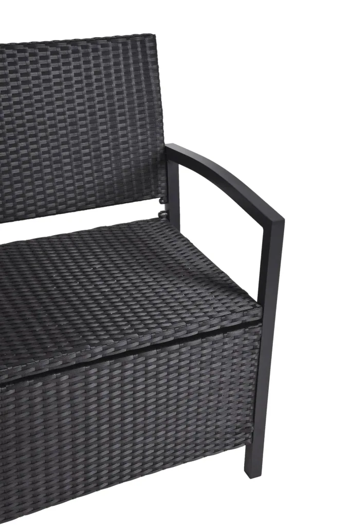 Park bench FERRARA, with storage compartment, aluminum/plastic mesh, black
