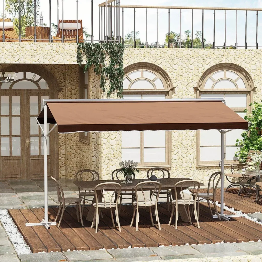 Awning angle adjustable, color: brown, 4.5 x 3.4 m
