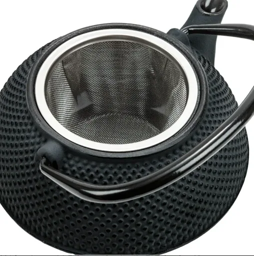 Asia teapot set cast iron 10-piece (color: black)