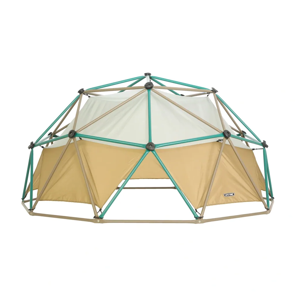 Geodome climbing sphere with tent