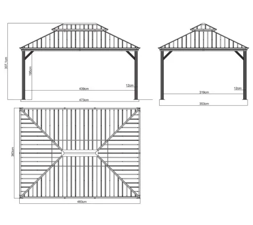 Curtain set matching the gazebo Messina 12x16 champagne