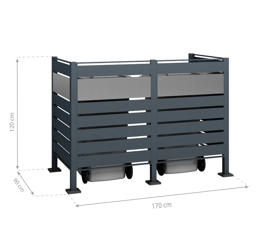 Westmann Waste Bin Enclosure Planum 2-Piece 120 cm Anthracite (2× 240 L)