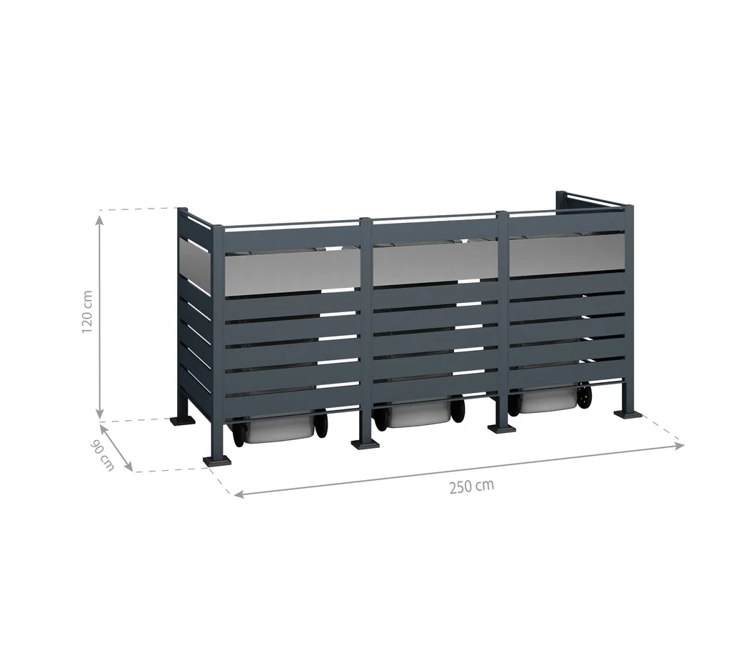 Westmann Waste Bin Enclosure Planum Triple 120 cm anthracite (3× 240 L)