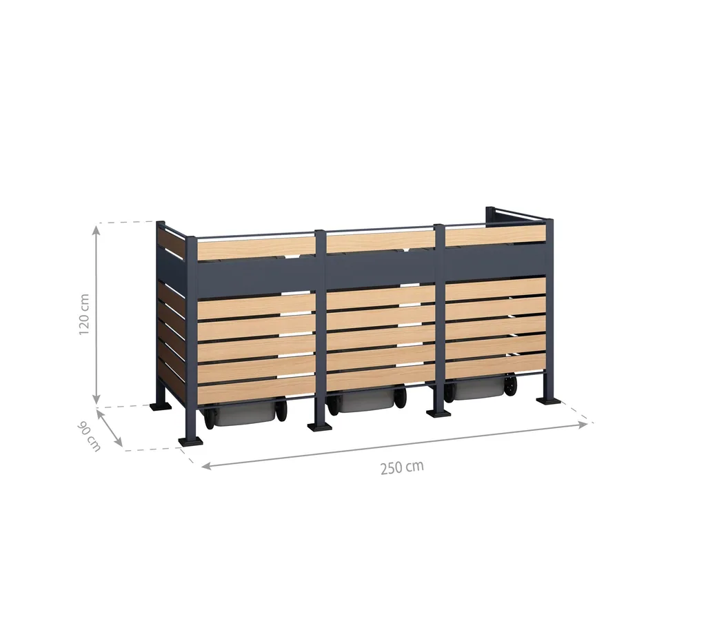 Westmann Waste Bin Enclosure Planum Triple 120 cm wood look (3× 240 L)