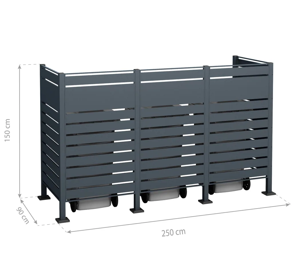 Westmann Waste Bin Enclosure Planum Triple 150 cm anthracite (3× 240 L)