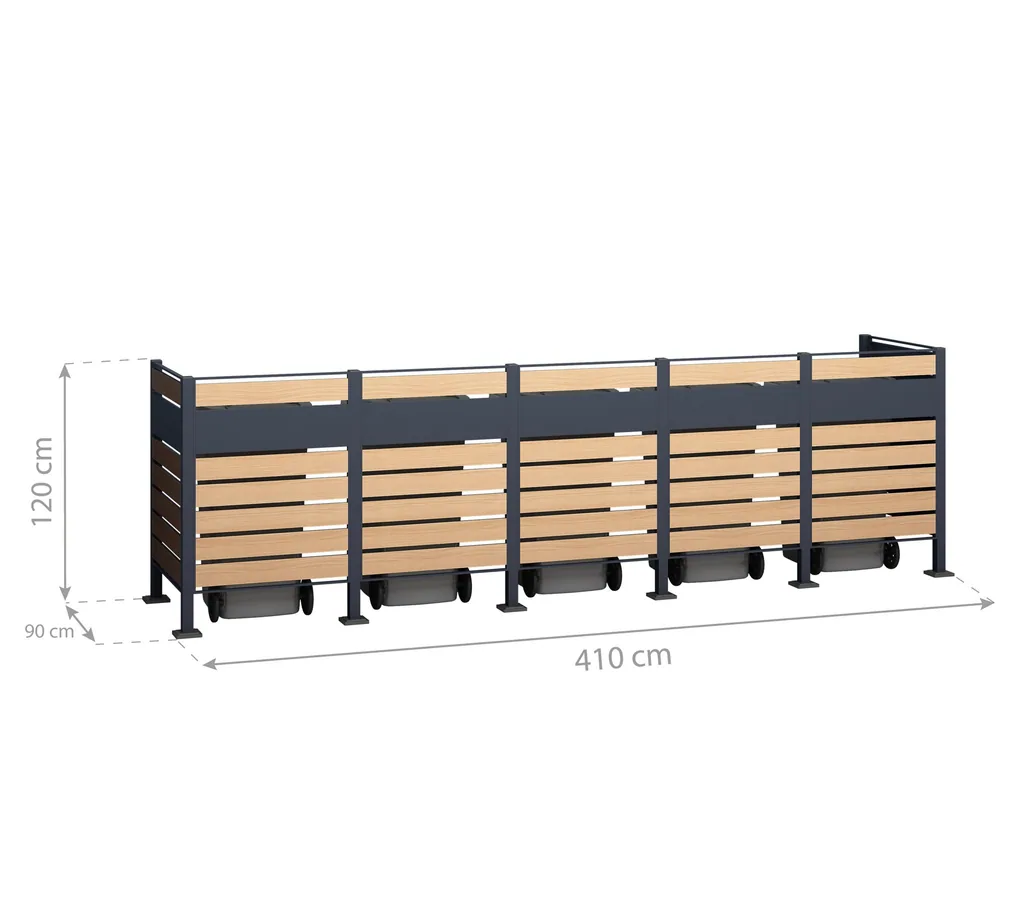 Westmann Bin Enclosure Planum 5-unit 120 cm wood look (5× 240 L)
