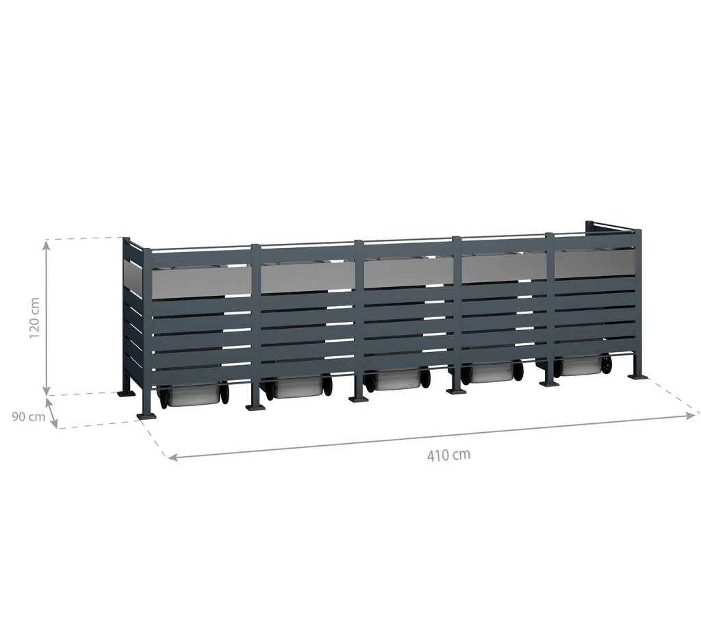 Westmann Waste Bin Enclosure Planum 5-unit 120 cm anthracite (5× 240 L)