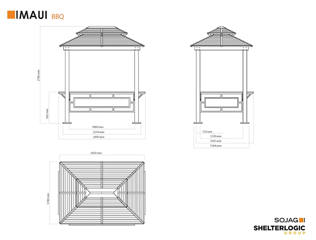 Sojag Grill Pavilion BBQ Maui Aluminum
