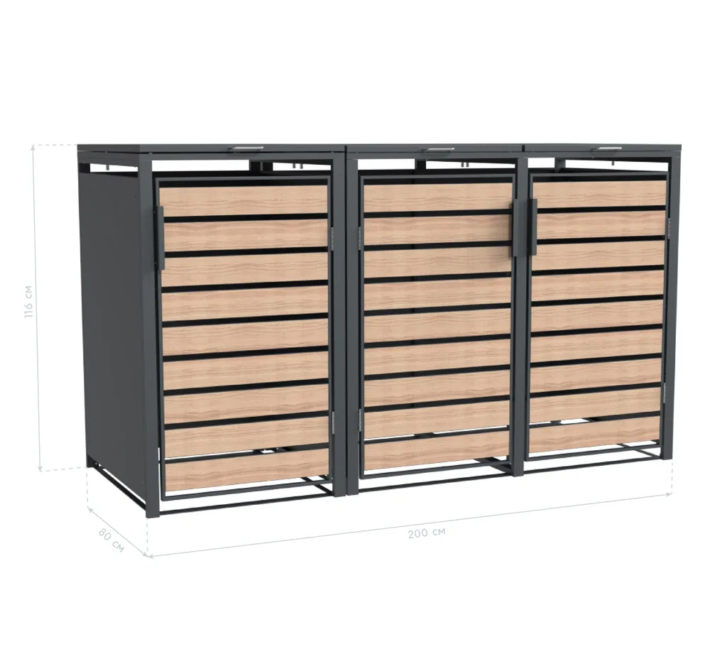 Westmann Waste Bin Enclosure Lacina 3-piece wood look (3× 240 L)