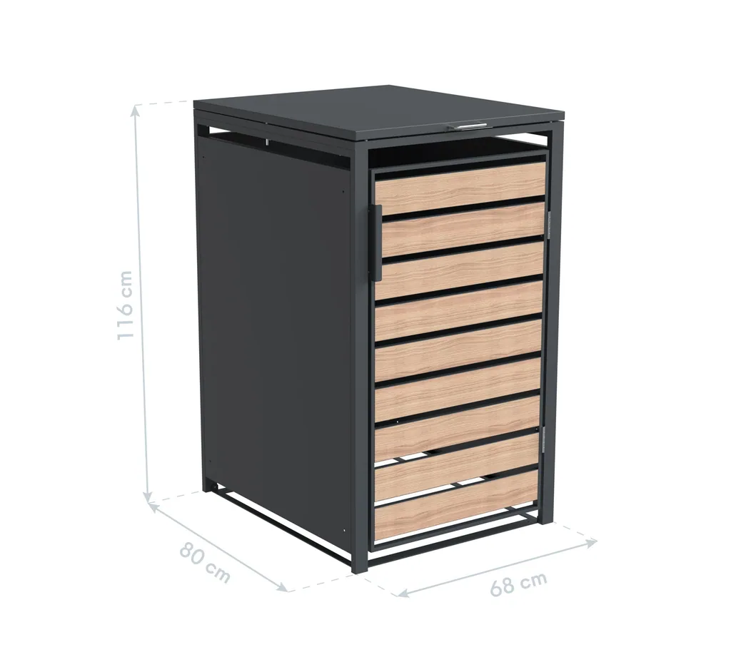 Westmann Waste Bin Enclosure Lacina 1-unit wood look (1× 240 L)