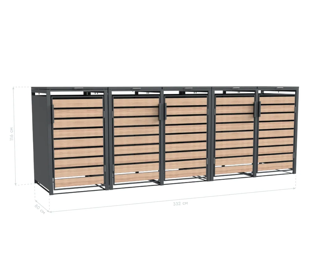 Westmann Waste Bin Enclosure Lacina 5-piece wood look (5× 240 L)