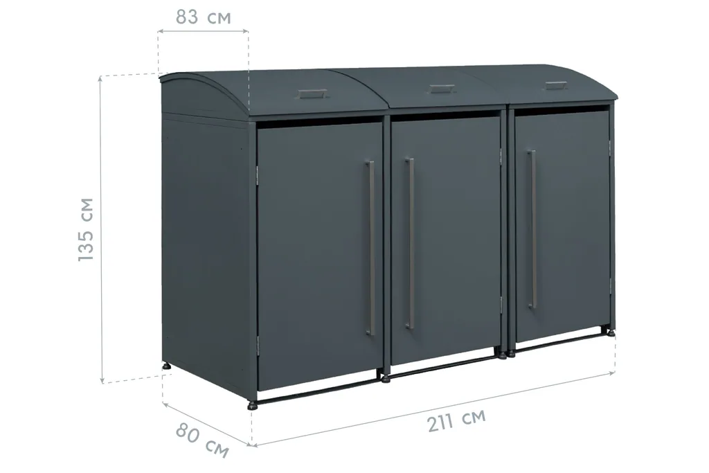 Westmann Waste Bin Enclosure Moderna 3-piece anthracite (3× 240 L)