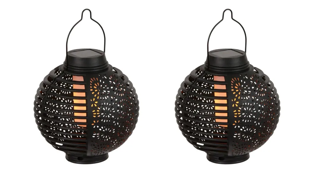 Solar lanterns "Flame" black, set of 2