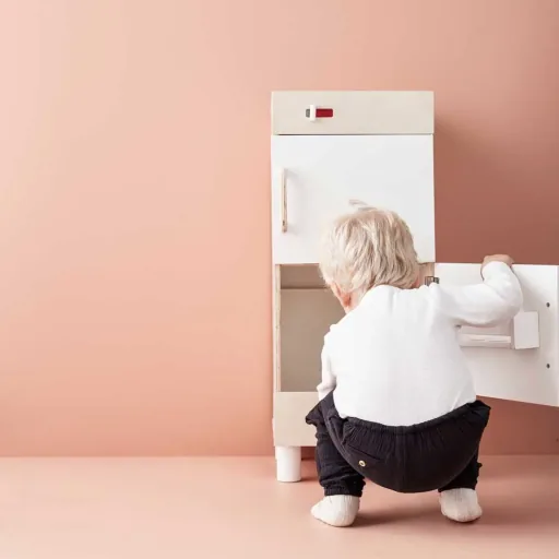 Kids concept fridge wood white with nature