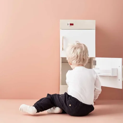 Kids concept fridge wood white with nature