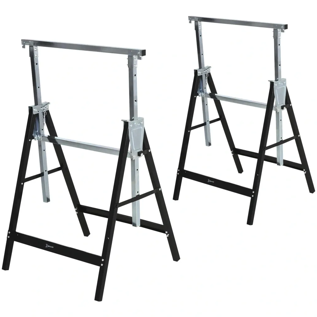 Sawhorse, height-adjustable and foldable, max. 200 kg, black
